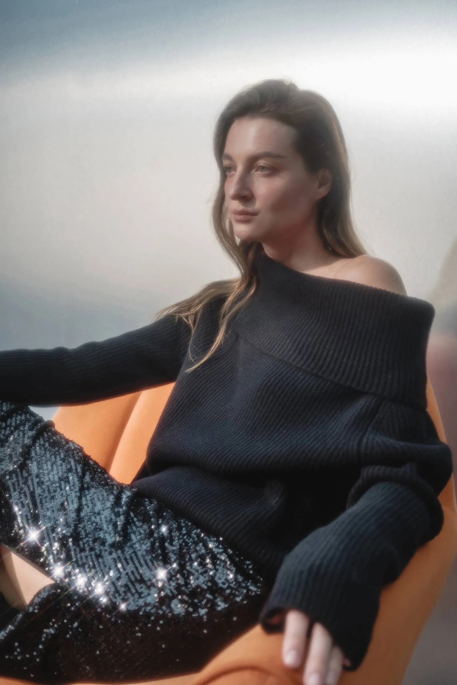 LILY Full Wool One-Shoulder Sweater