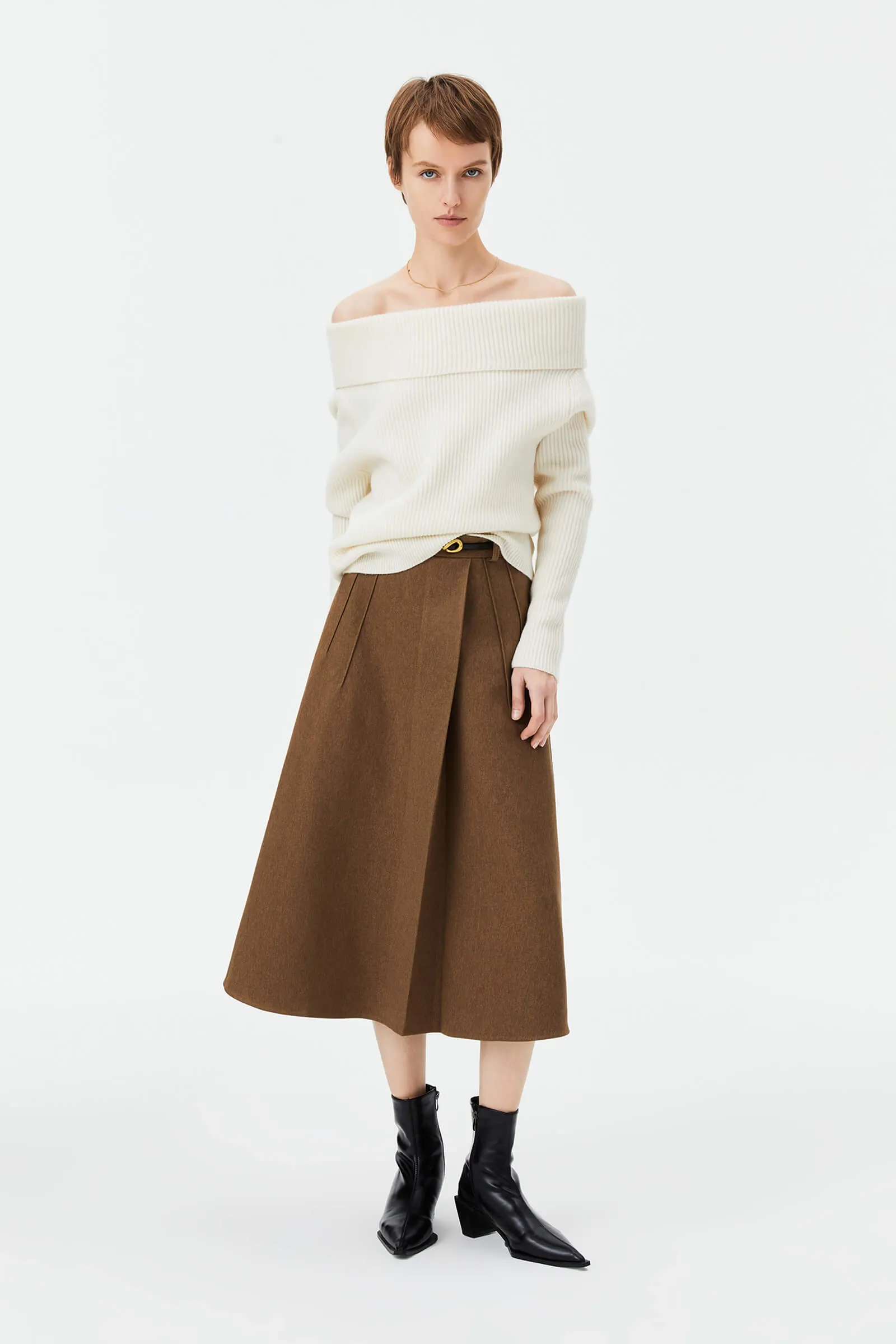 LILY Full Wool One-Shoulder Sweater