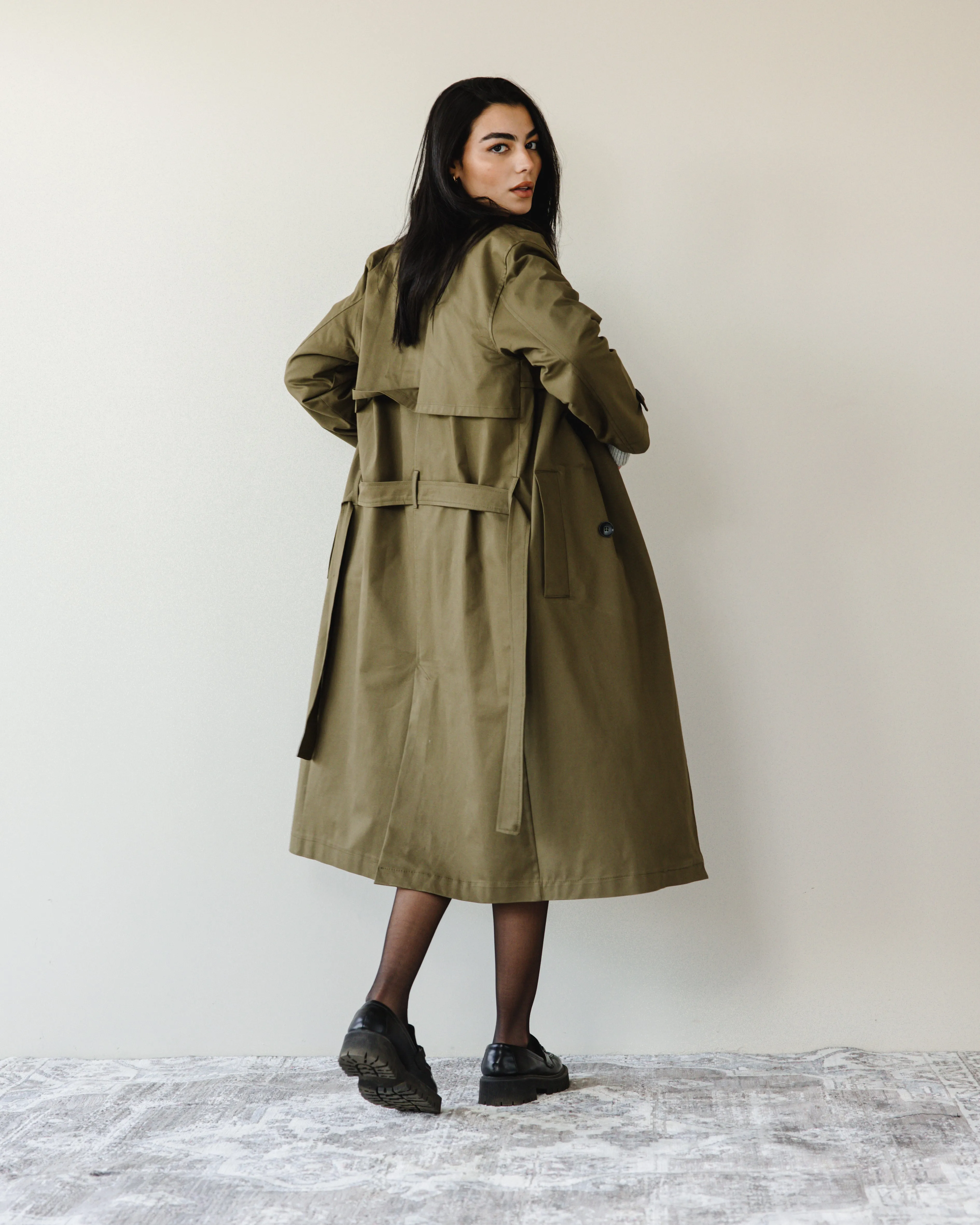 LONG TRENCH COAT WITH BELT KHAKI