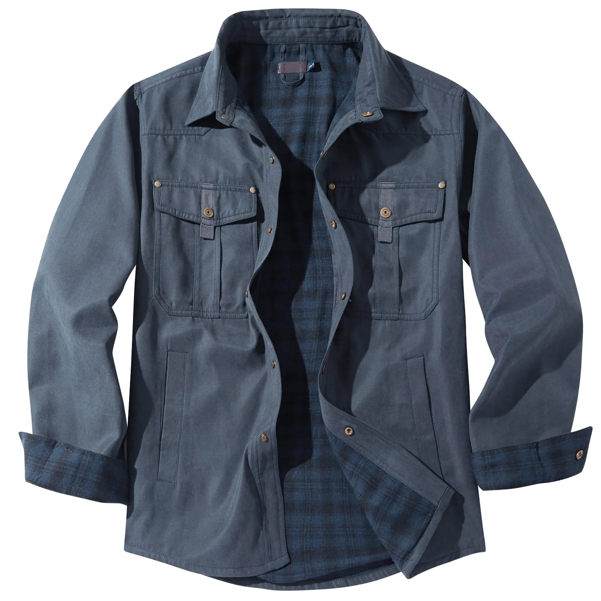 Men's Plaid Flannel Collar Casual Jacket