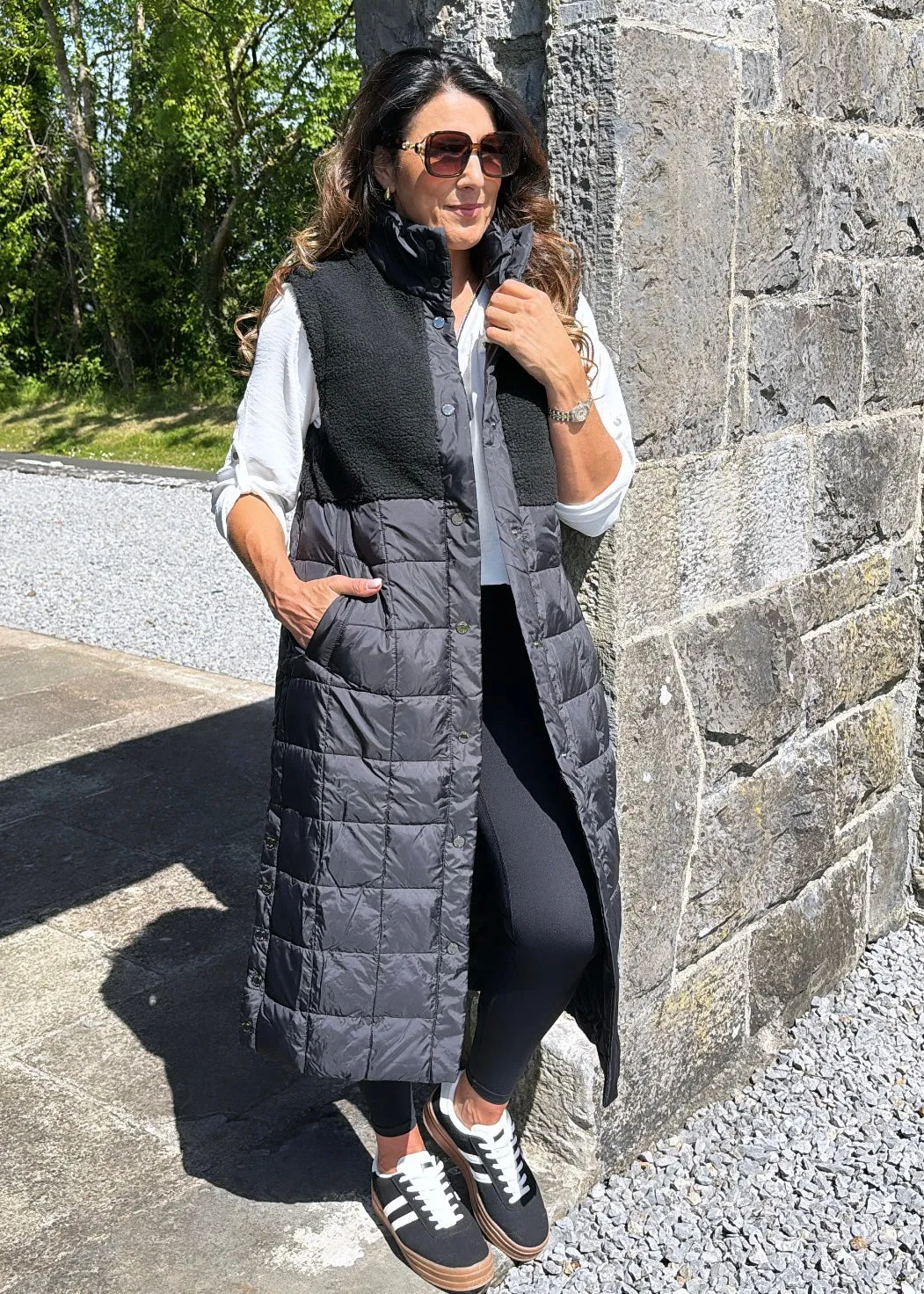 Molly Black Teddy Quilted Gilet