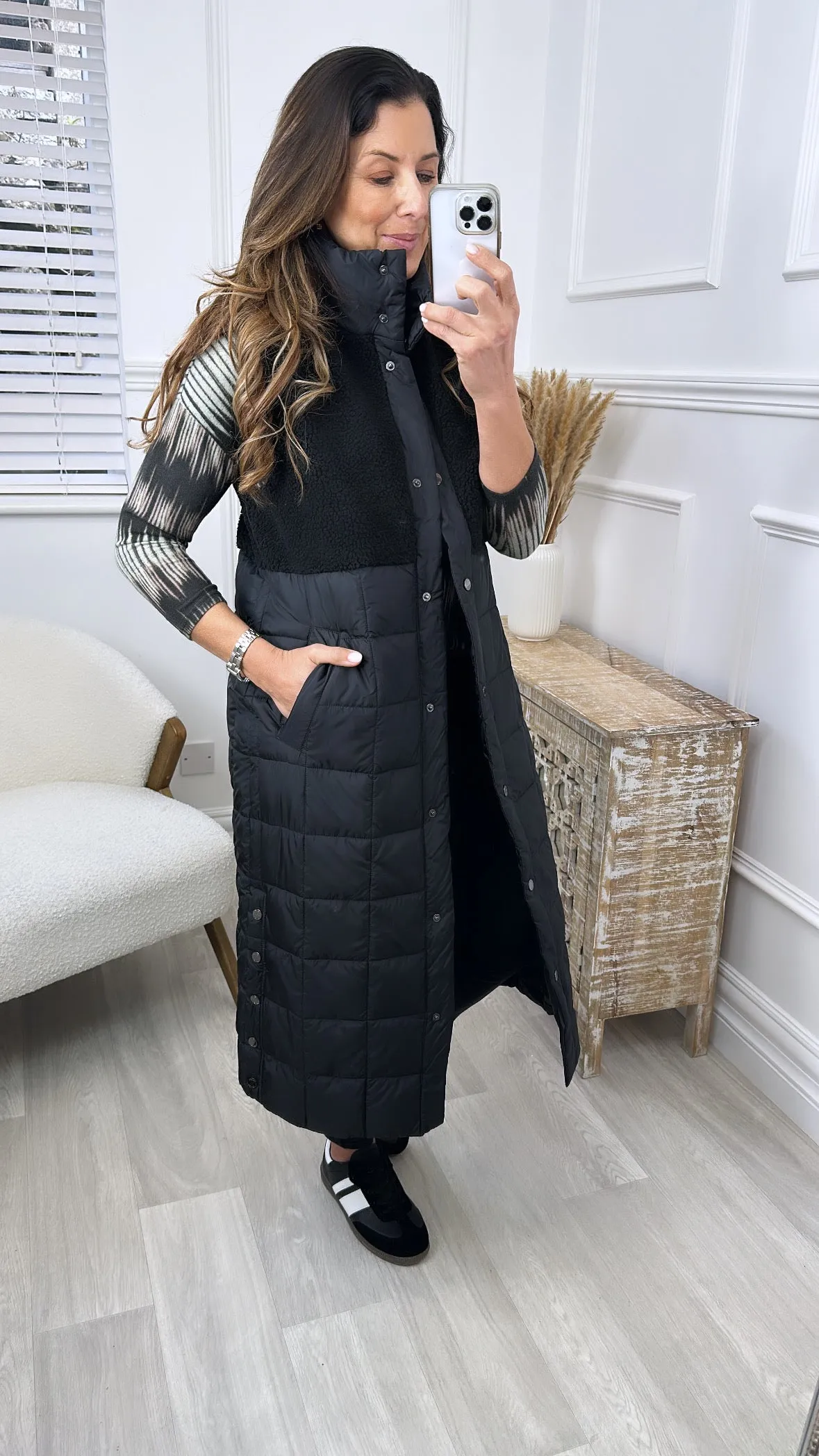 Molly Black Teddy Quilted Gilet