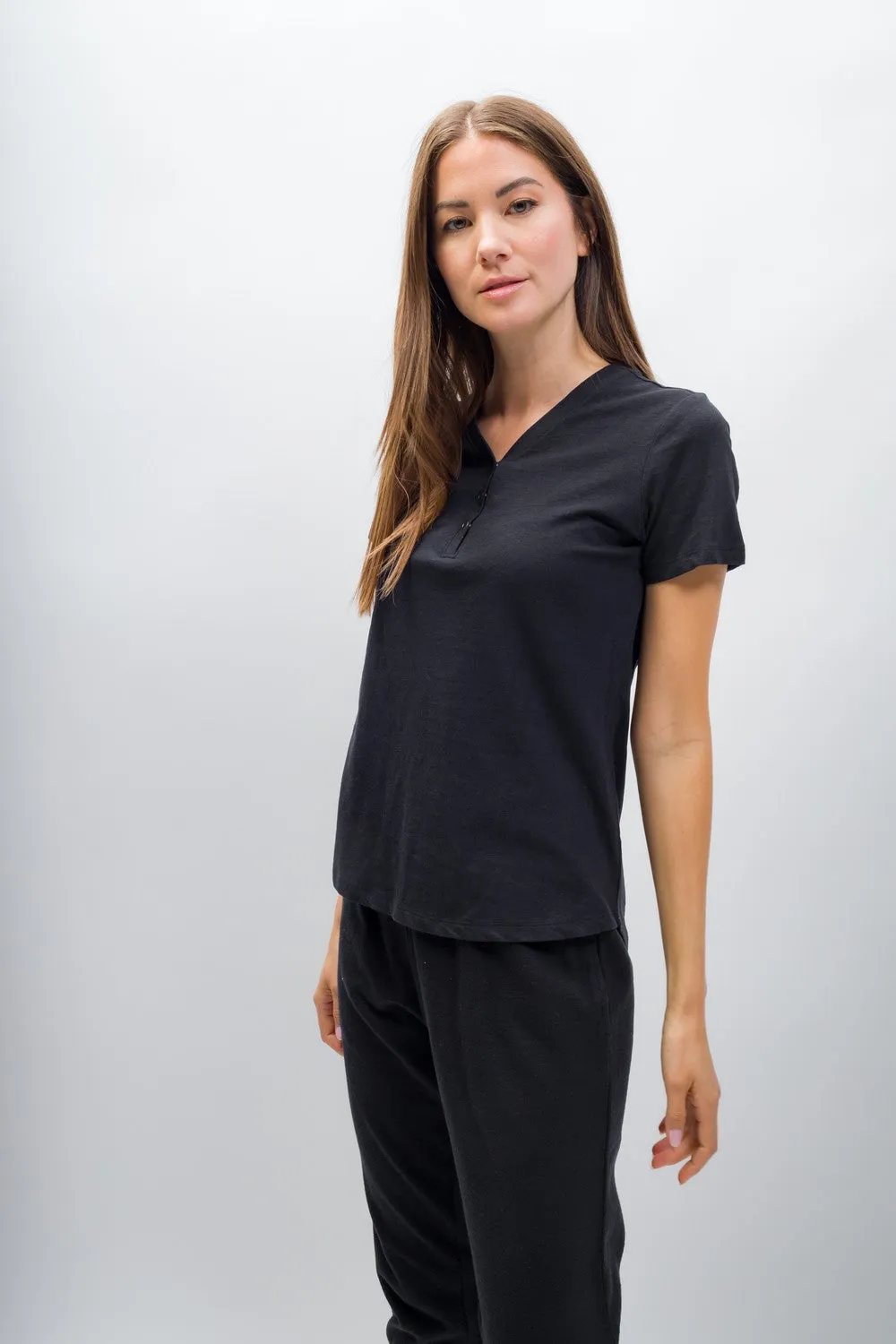 Natalie | Women's Anti-Stain Linen Cotton Blend Henley Top