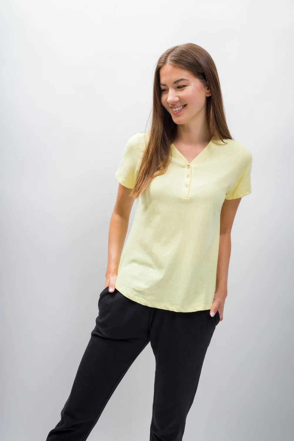 Natalie | Women's Anti-Stain Linen Cotton Blend Henley Top