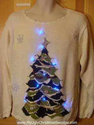 Need to Buy Christmas Sweaters? Ivory Light Up Sweater with Huge Tree