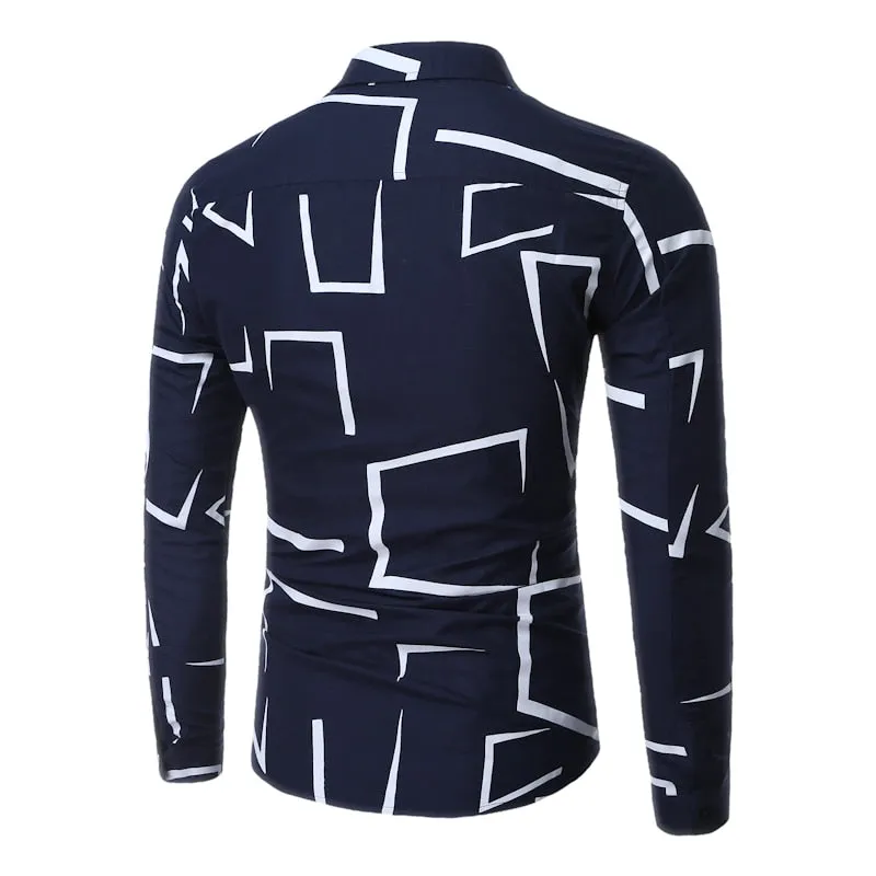 New Men'S 3D Printed Floral Long Sleeve Casual Shirt