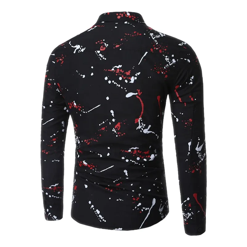 New Men'S 3D Printed Floral Long Sleeve Casual Shirt