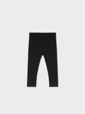 Non Ribbed Leggings- Black