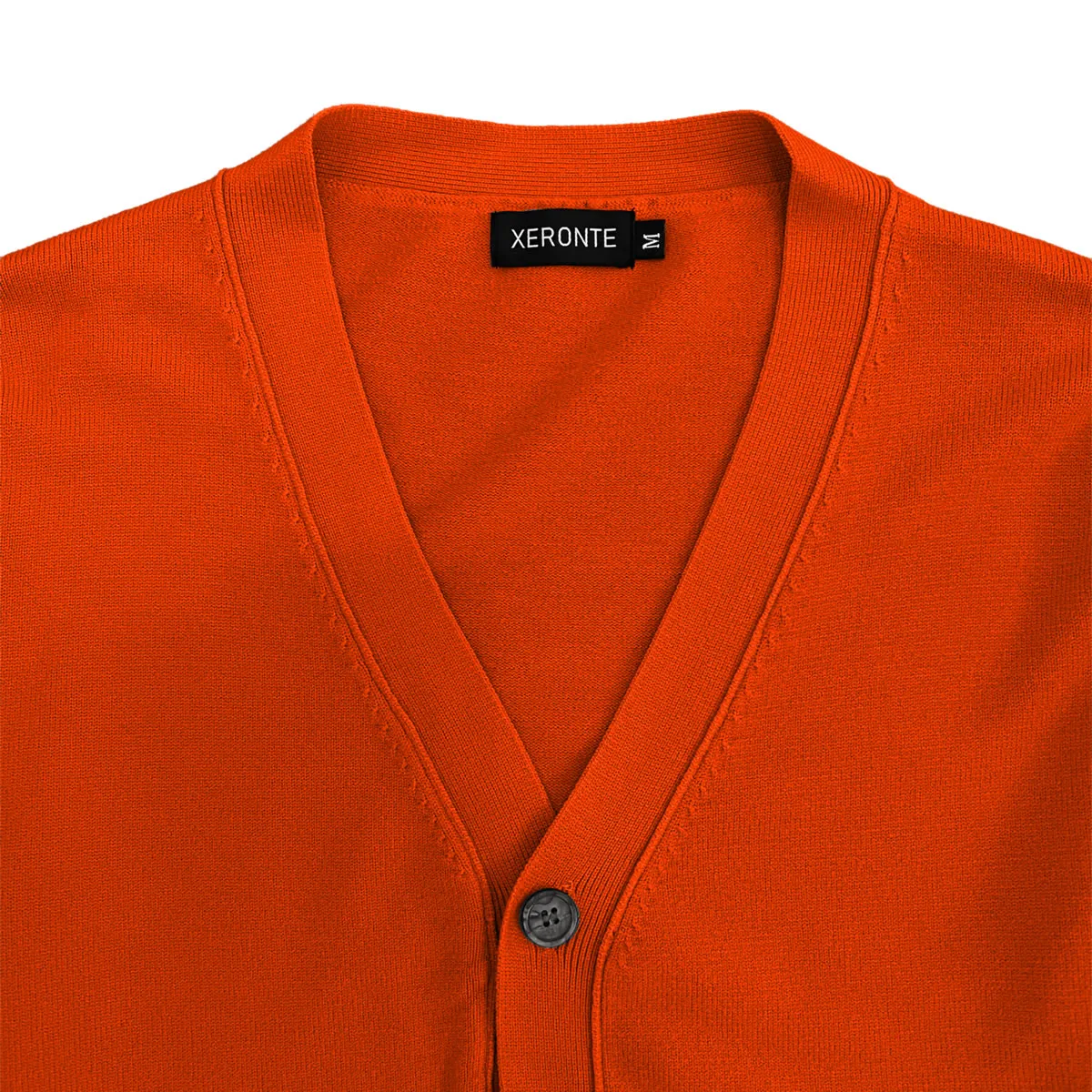 Orange Mens V-Neck Button Down Cardigan Sweater