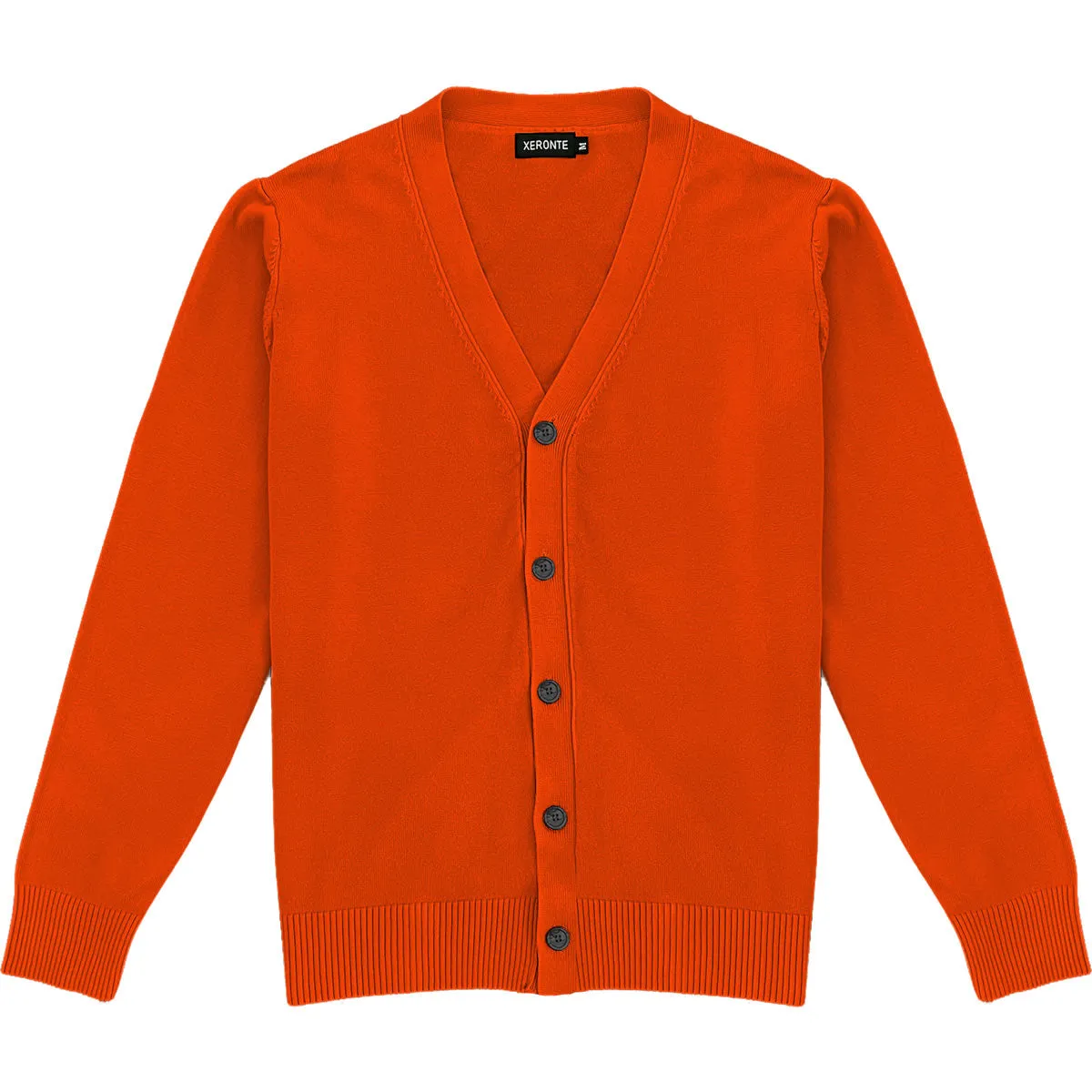 Orange Mens V-Neck Button Down Cardigan Sweater