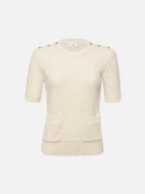 Patch Pocket Short Sleeve Sweater -- Cream