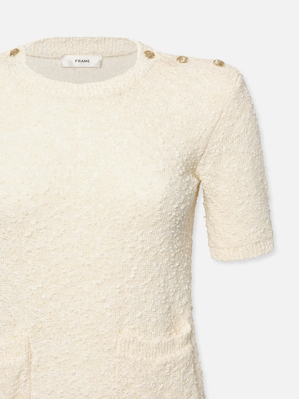 Patch Pocket Short Sleeve Sweater -- Cream