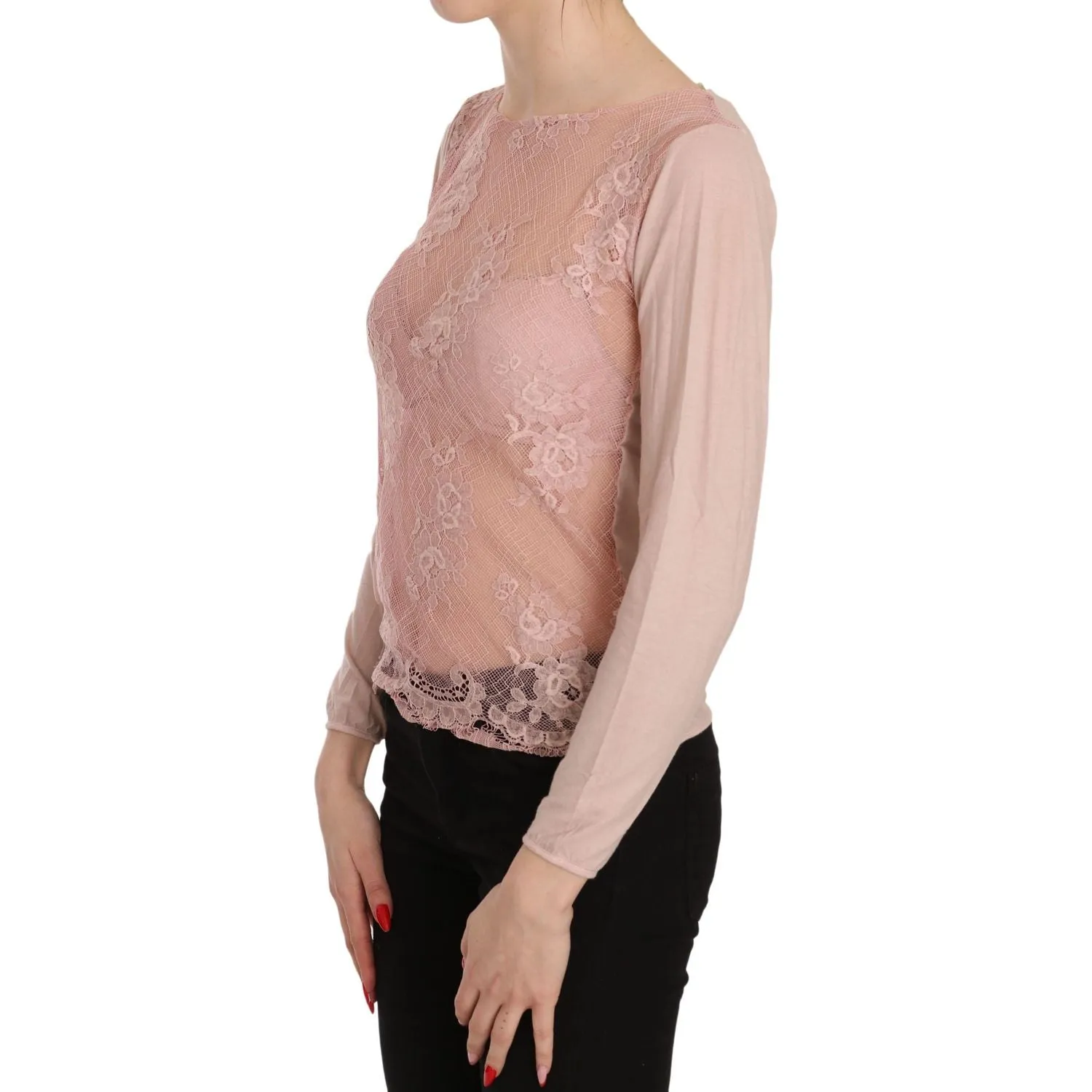 PINK MEMORIES Chic Pink See-Through Cotton Blouse