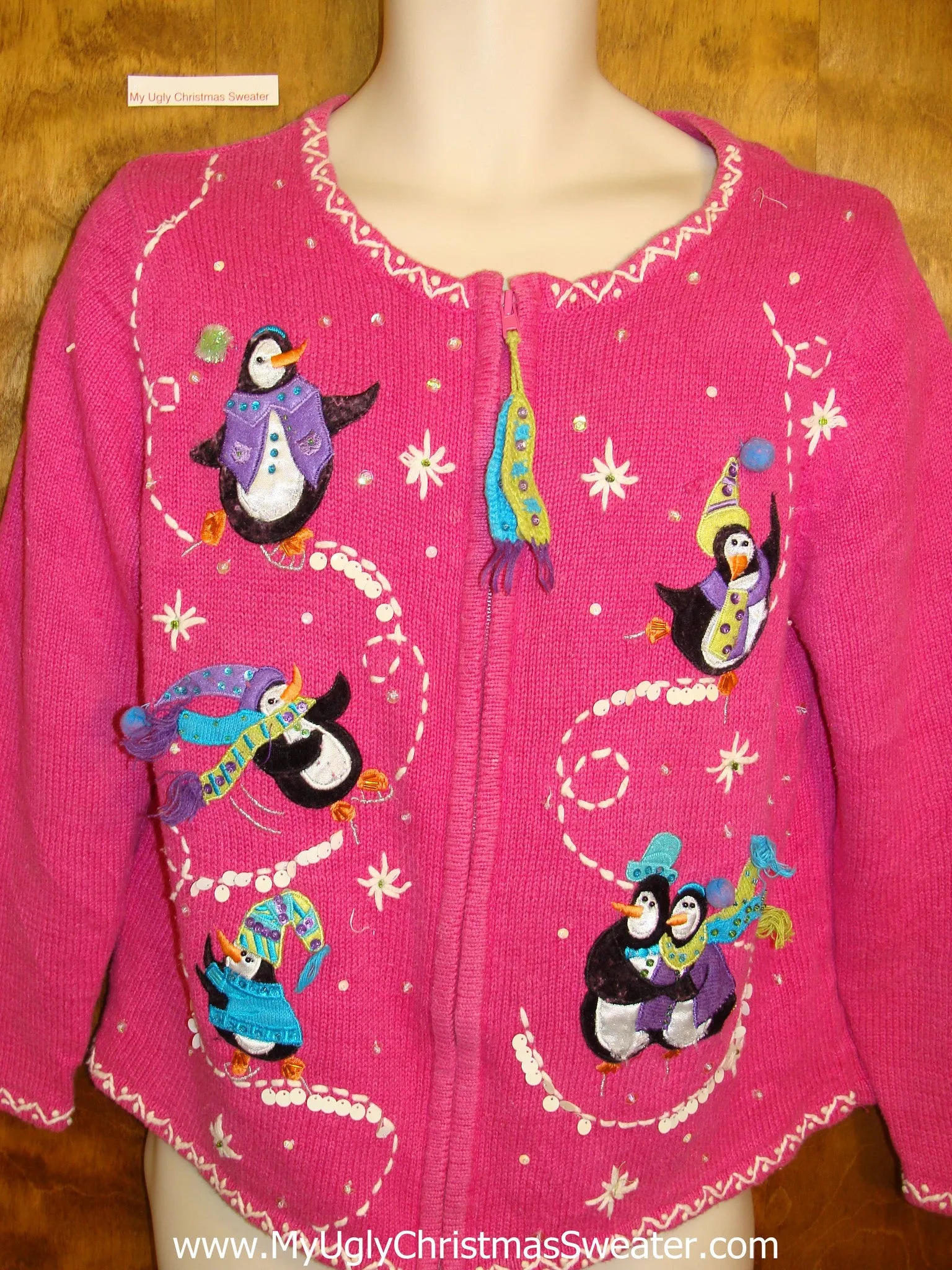 Pink Penguin Paradise Ugliest Bad Christmas Sweaters