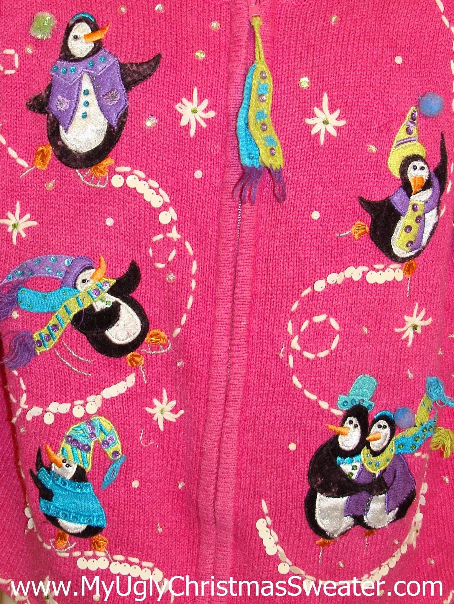 Pink Penguin Paradise Ugliest Bad Christmas Sweaters