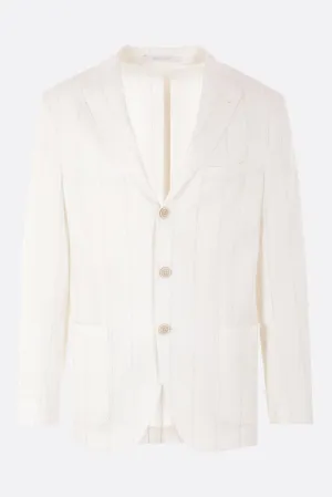 Pinstripe Cotton-Linen Single-Breasted Jacket