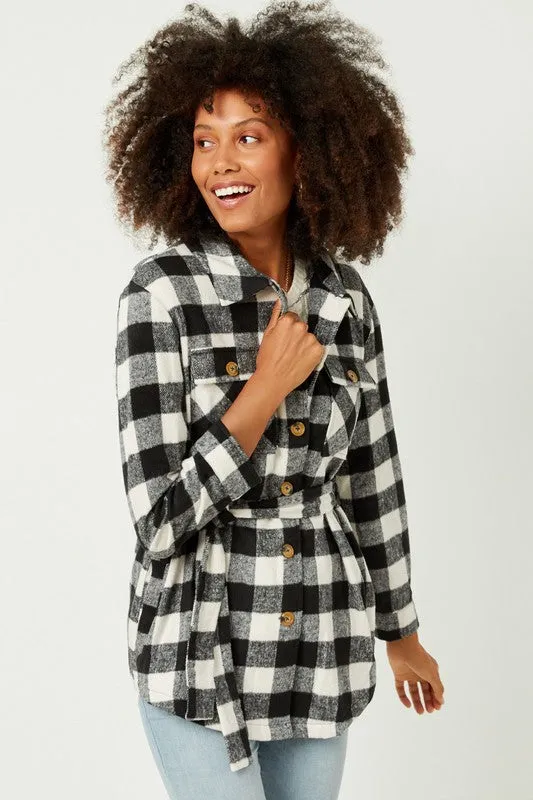 Plaid Belted Shacket