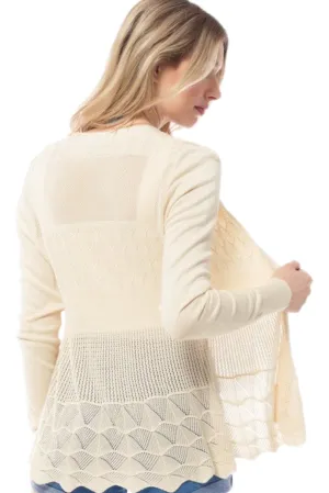 Plus Crochet Knit Open Cardigan Style 1070 in Beige