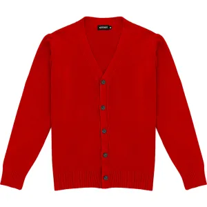 Red Mens V-Neck Button Down Cardigan Sweater