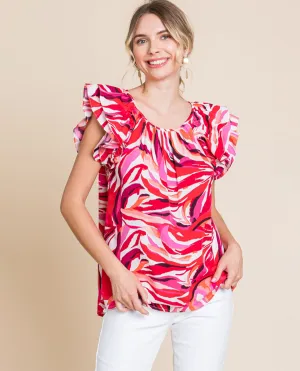 Ruffle Sleeve Blouse