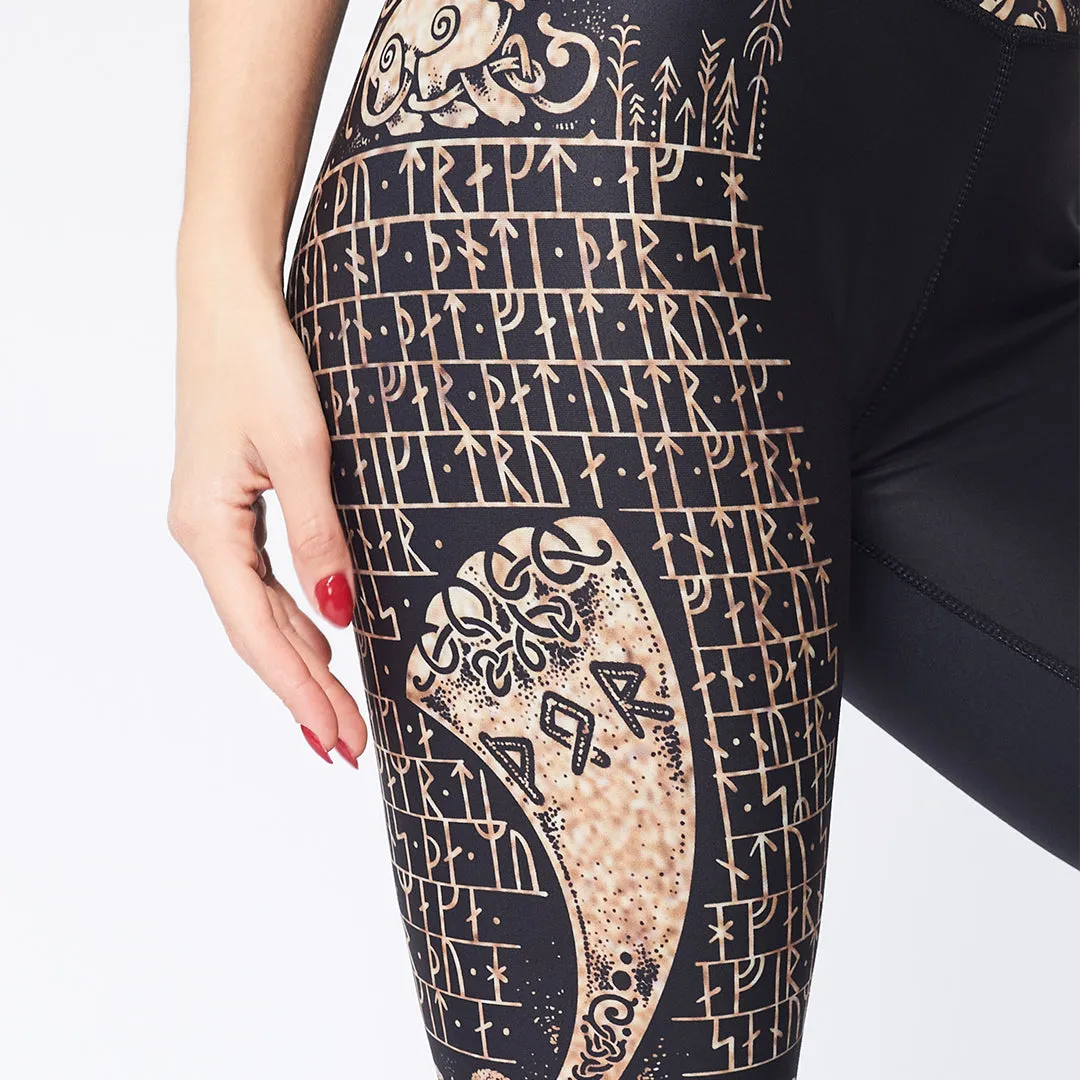 Runes of Thor High Waisted Leggings - Stone Edition