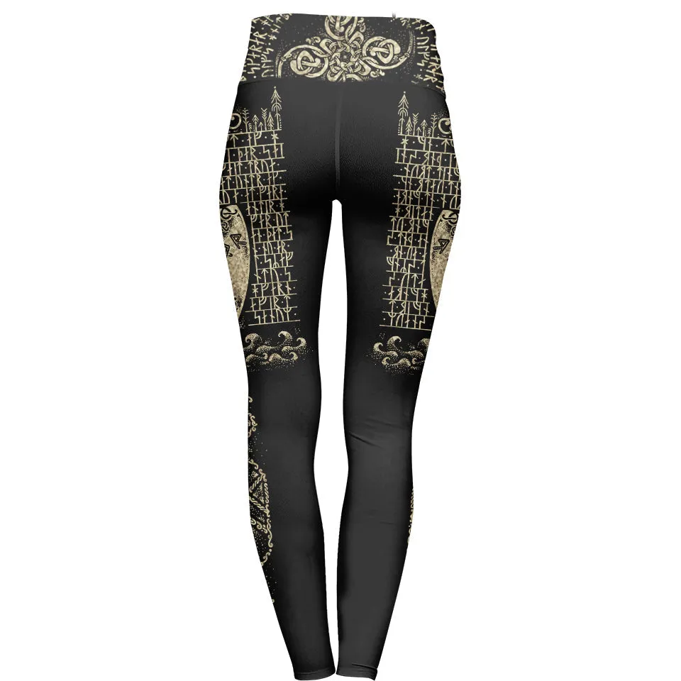 Runes of Thor High Waisted Leggings - Stone Edition