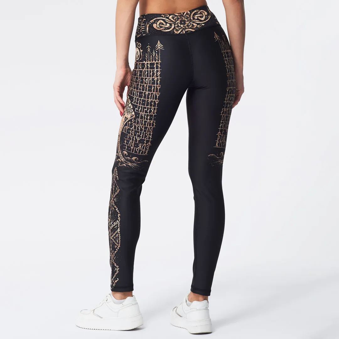 Runes of Thor High Waisted Leggings - Stone Edition