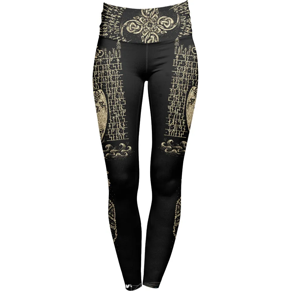 Runes of Thor High Waisted Leggings - Stone Edition