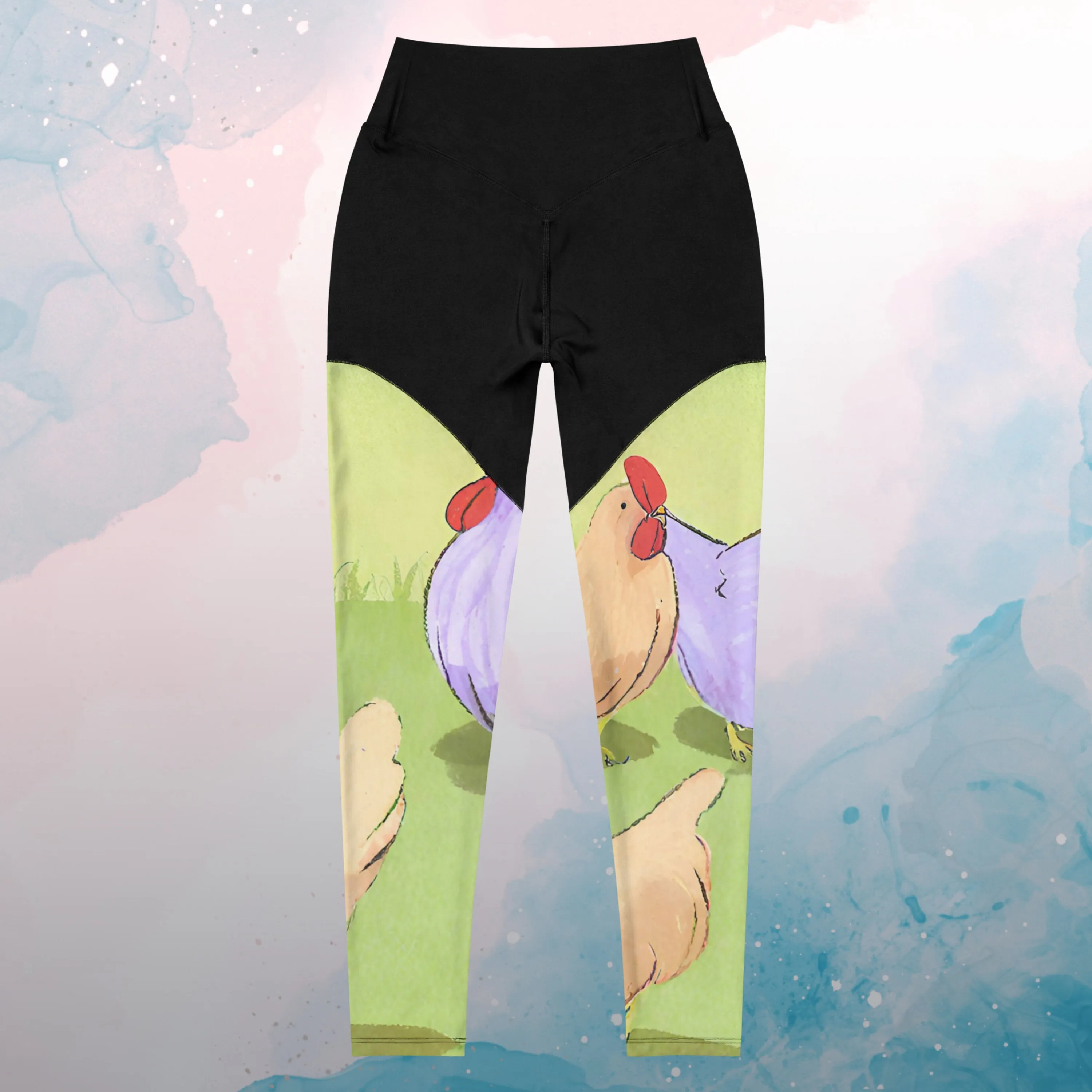 Sketchy Cartoon Chickens Womens Compression Sports Leggings Gym Gift