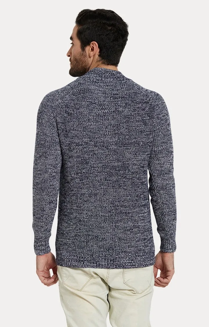 Spykar Blue Melange Slim Fit Sweaters