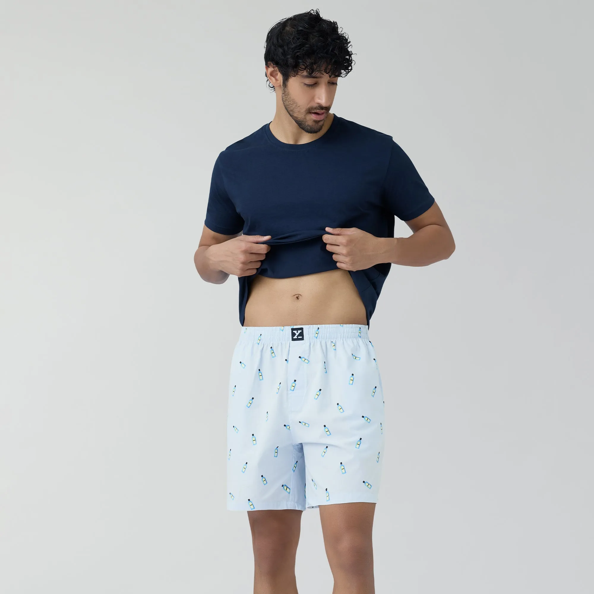 Surf Super Combed Cotton Boxer Shorts Gin Blue