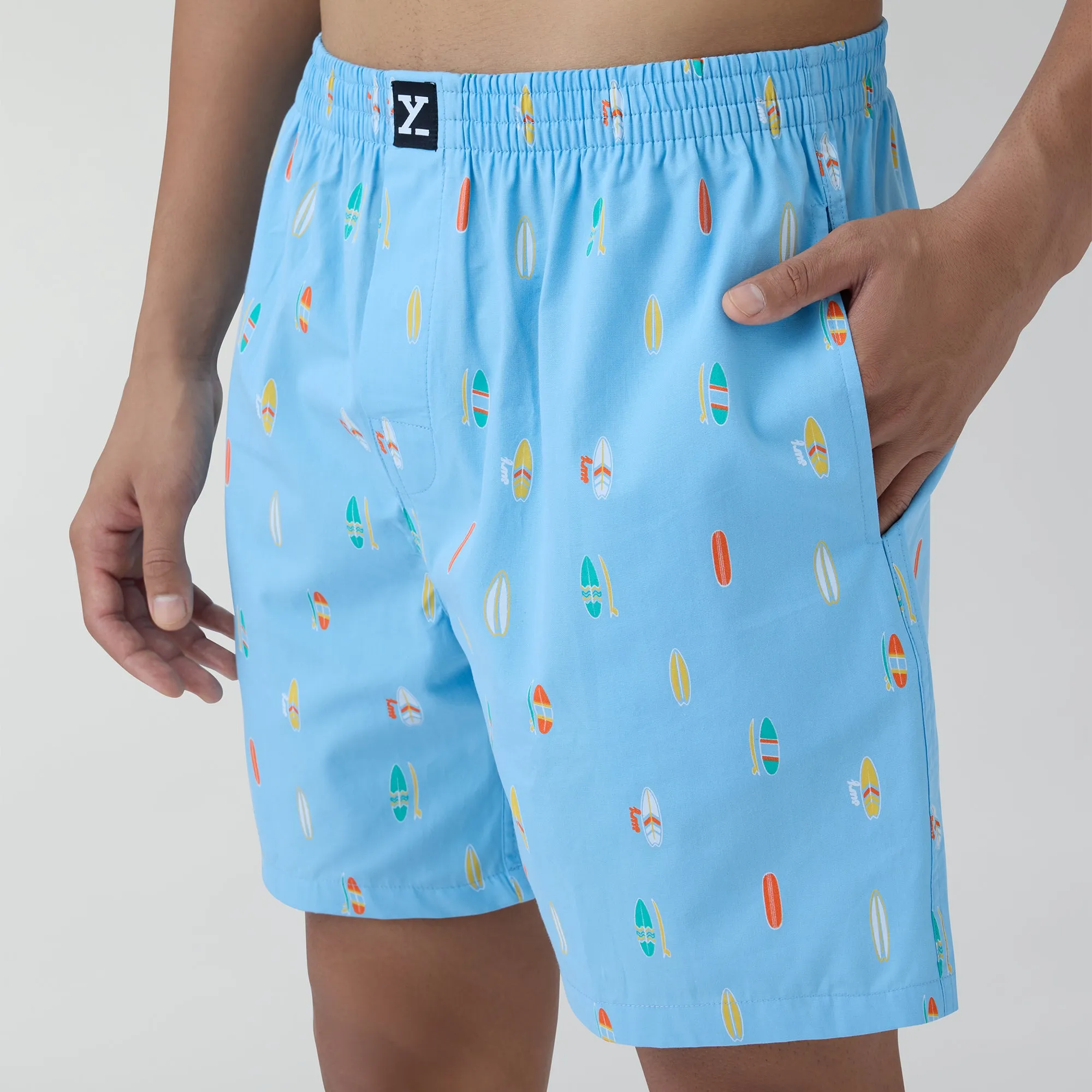 Surf Super Combed Cotton Boxer Shorts SurfBoard Blue