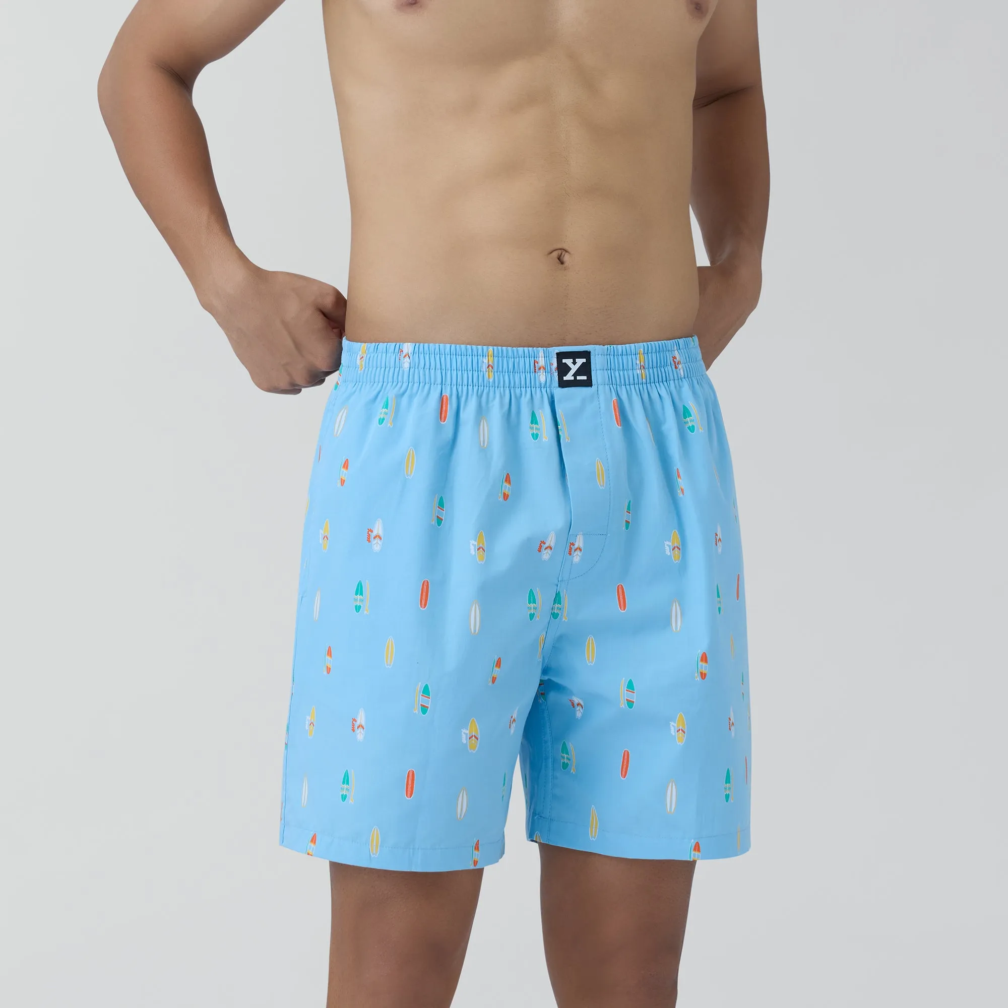 Surf Super Combed Cotton Boxer Shorts SurfBoard Blue