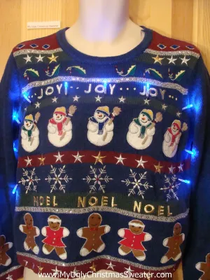 Tacky Light Up Christmas Sweater Pullover NOEL and JOY