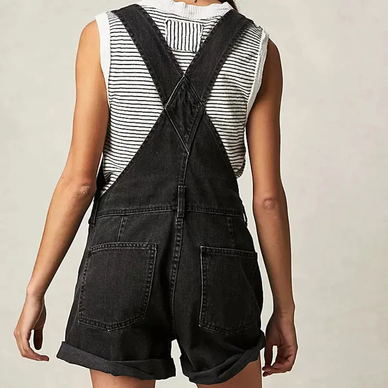 Trendy Sleeveless High Waist Overall Shorts