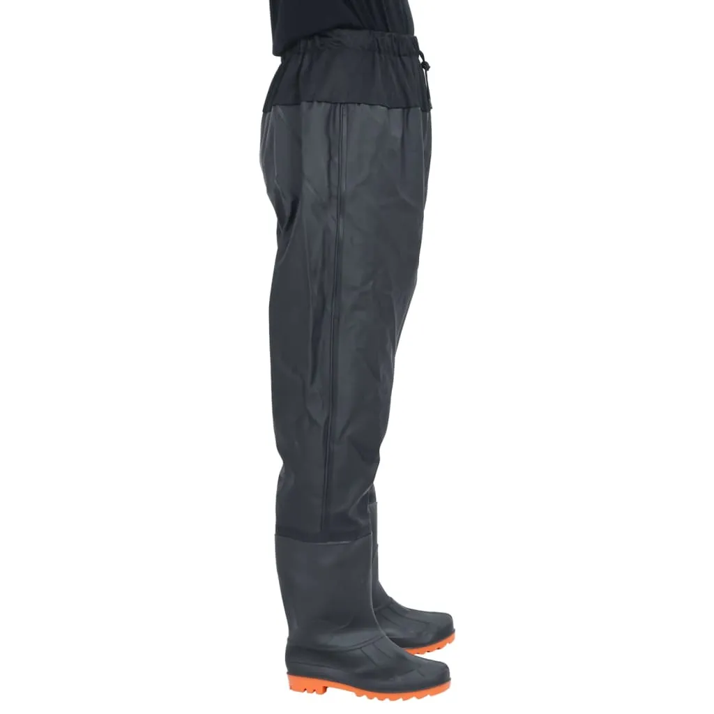 Waist Waders with Boots Black Size 43