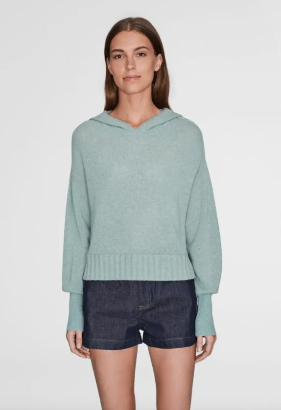 White   Warren - Blouson Sleeve Cropped Hoodie Soft Sage Heather