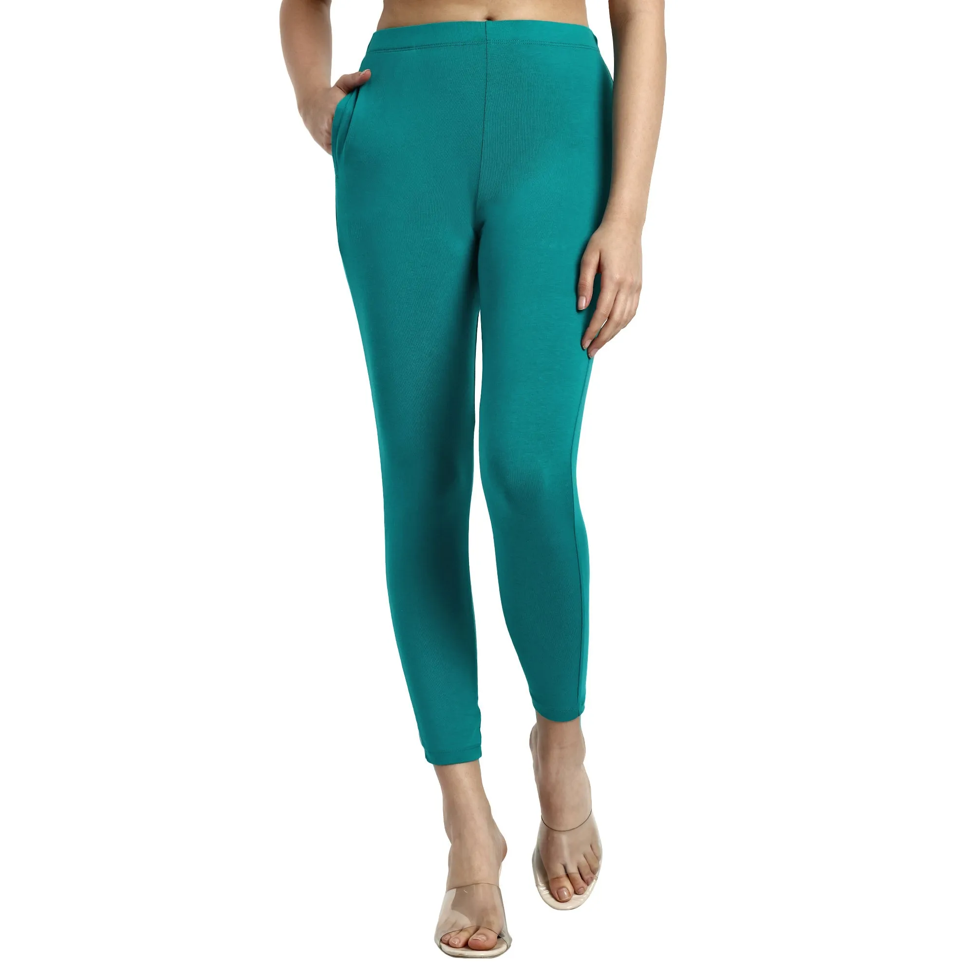 Women Light Jade Green Ankle Length Legging