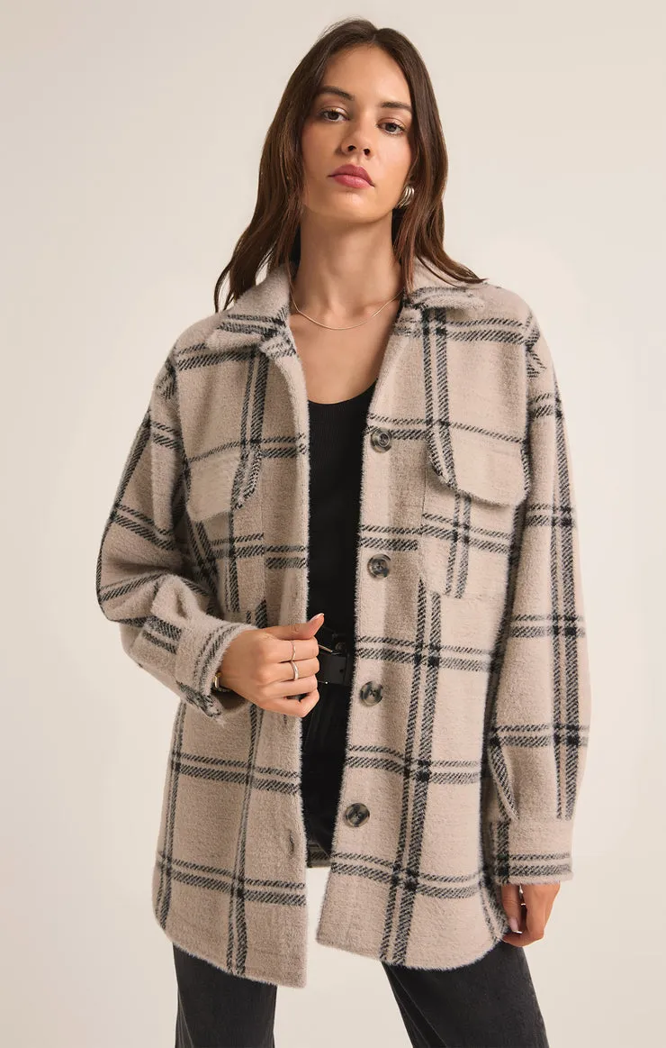 Z-Supply Plaid Tucker Shirt Jacket - CRYSTAL GREY